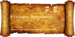 Piringer Bernadett névjegykártya